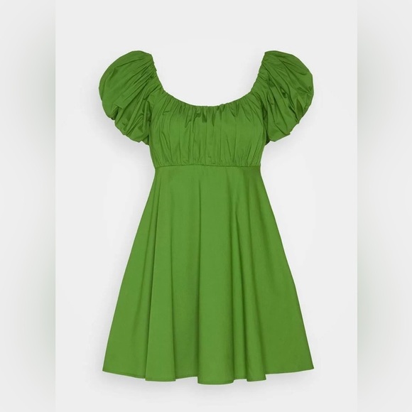 Abercrombie & Fitch Scoop Neck Puff Sleeve Ruched Mini Dress Green size M Party - Picture 4 of 8